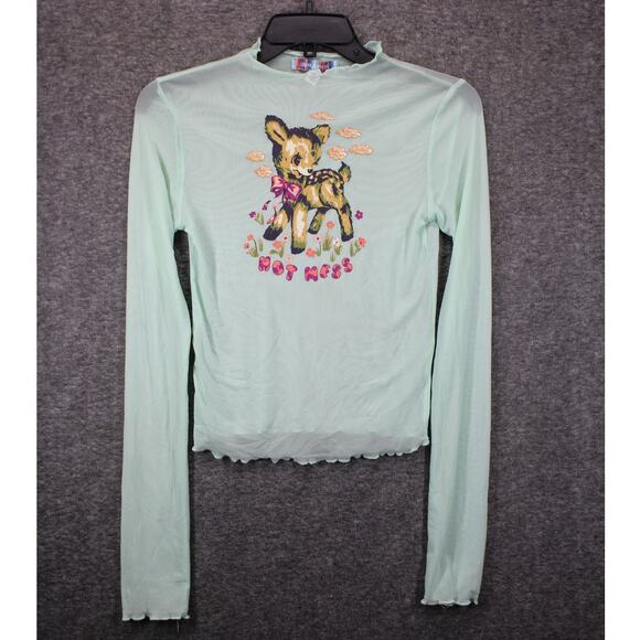 Urban Outfitters Tops - Urban outfitters teagan hot mess Mint Green mesh long sleeve tee size M